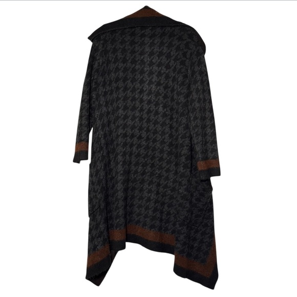 Max Studio Houndstooth Open Front Cardigan Sweater Coat Size Large Jacquard - Picture 2 of 12